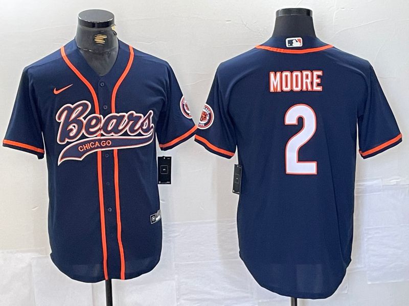Men Chicago Bears #2 Moore Blue Joint Name 2024 Nike Limited NFL Jersey style 1->chicago bears->NFL Jersey